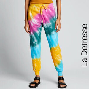 La Detresse Womens The Strawberry Fields Tie-Dye Sweatpants Joggers M NWT